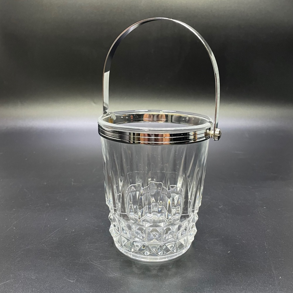 MCM Cristal d'Arques Crystal Ice Bucket Clear Vintage Barware French Glass 5in
